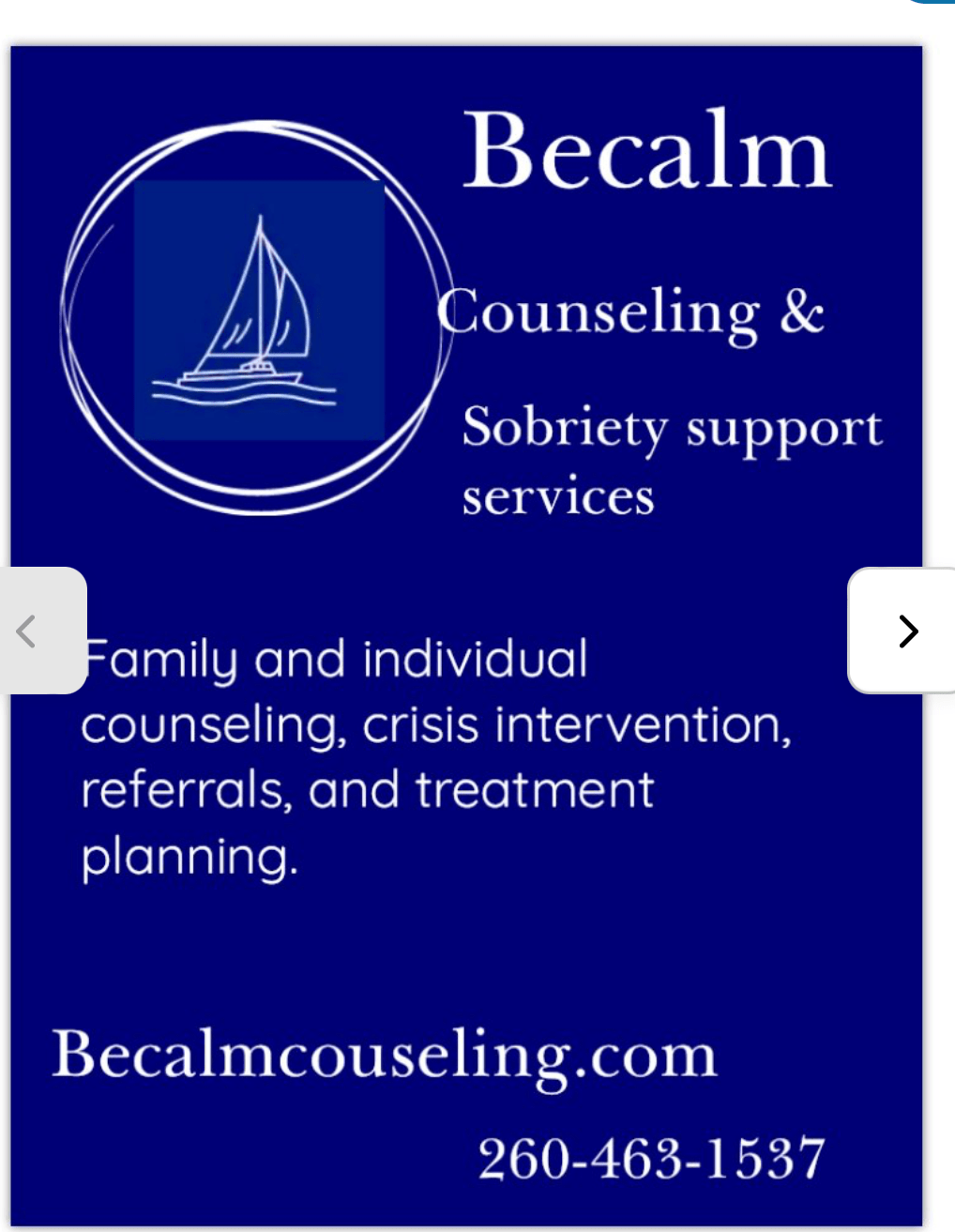 Becalm Counseling offers sobriety support and services, including individual and family counseling, crisis intervention, and treatment planning.